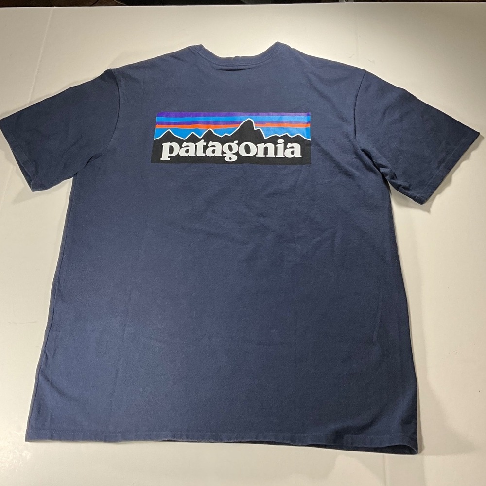 Patagonia Mens Responsibili-Tee Navy Blue P-6 Logo Graphic T-Shirt Medium - Picture 6 of 6